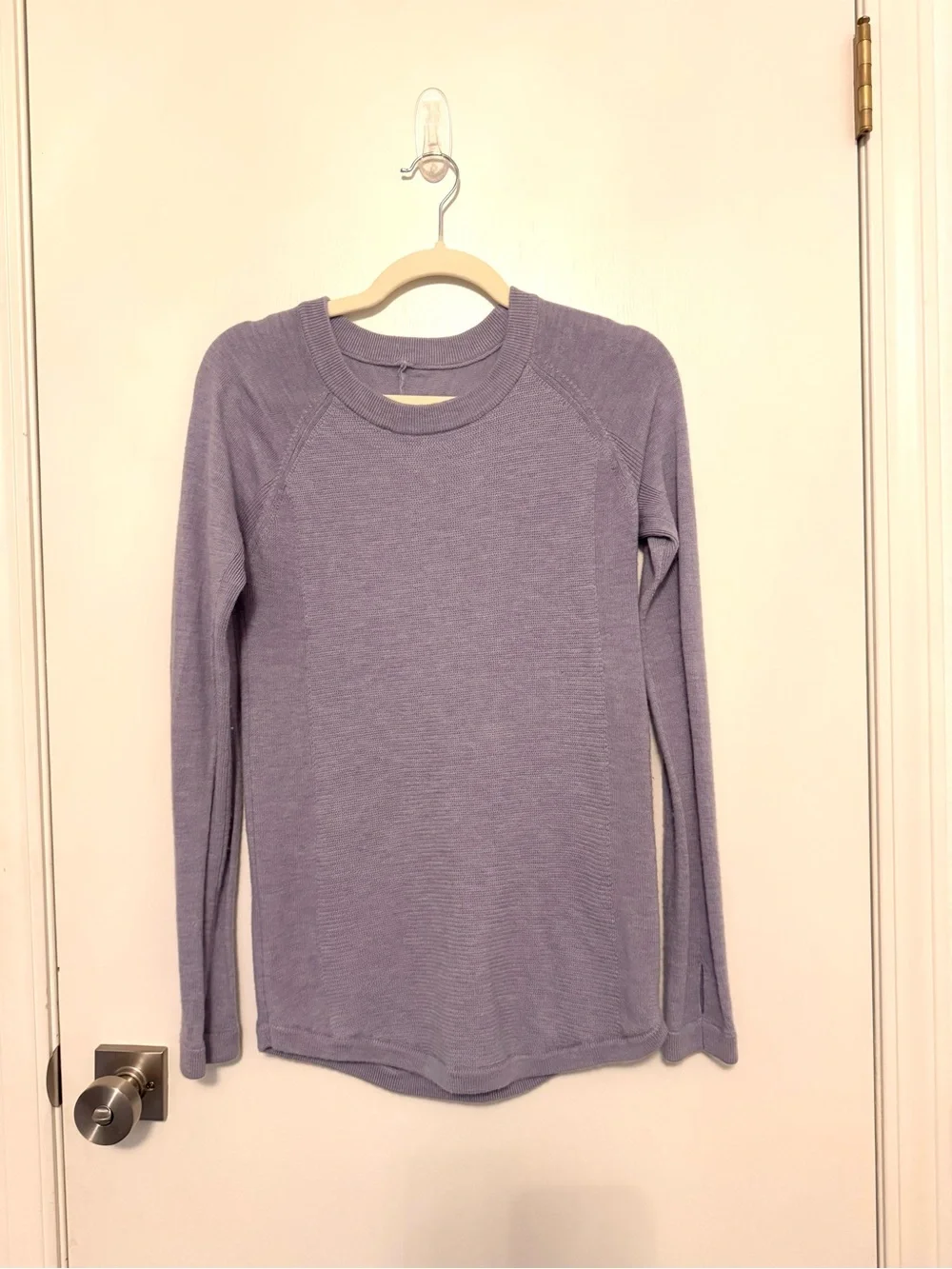 Lululemon Moreno Wool Sit In Lotus Sweater Heathered Lavender Dusk